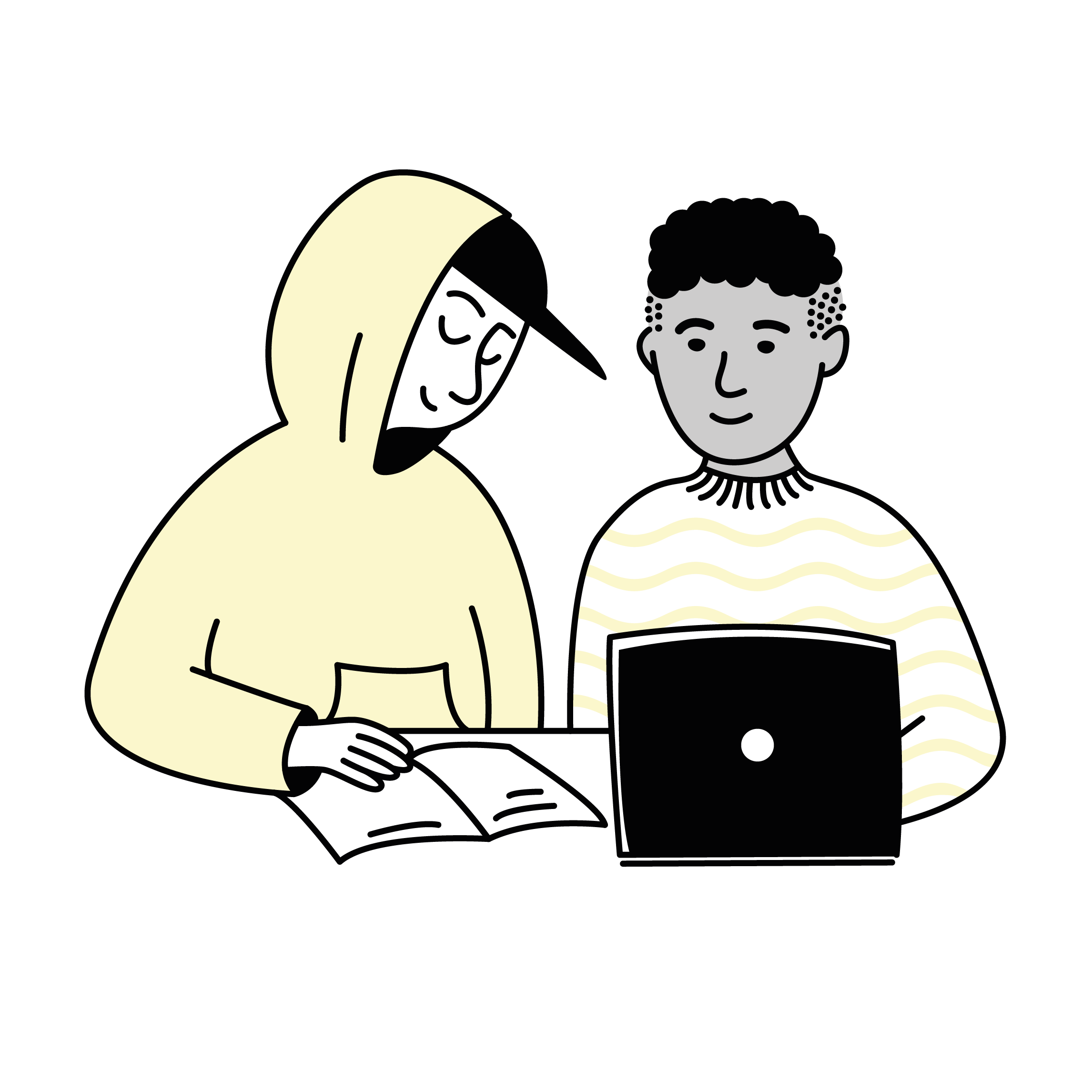 To gutter ved laptop